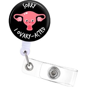 Badge Reels Holder Retractable with ID Clip for Nurse Name Tag Card Ovary Uterus Cervix OB L&D NICU Gynecology Nursing Doctor Teacher Student Medical MD Work Office Alligator Clip ZJK358
