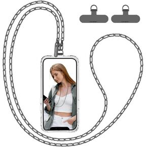 Phone Chain Crossbody Phone Lanyard Detachable Phone Strap With Metal Neck Phone Holder Phone Charm Lightweight Cell Phone Lanyard for iPhone Women Girls Travel Shopping Camp Walking