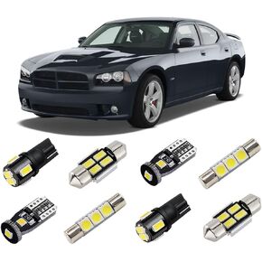 White LED Interior Lights Kit for Dodge Charger 2006 2007 2008 2009 2010 Super Bright 6000K LED Light Bulbs Package + License Plate Lights and Install Tool