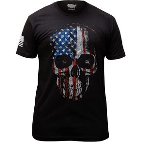 USA Patriotic American Flag Skull Reaper T-Shirt