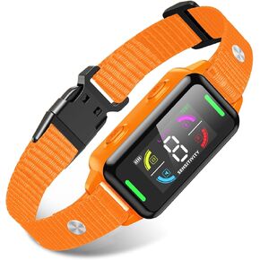 Smart Training Collar for Dog: Automatic Anti Barking Collar Rechargeable Waterproof Bark Collars with Adjustable Sensitivity Beep Vibration Shock Design for Large Medium Small Dogs (orange)
