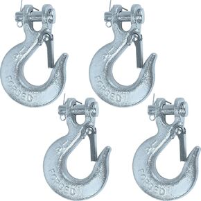 خطاف منزلق Clevis مقاس 1/4 بوصة مع مزلاج أمان، خطافات سلسلة أمان، خطاف ونش سحب فولاذي مزخرف عالي التحمل لـ ATV UTV، مناسب لحبل ونش صناعي مقاس 3/16 و1/4 بوصة، حزمة من 4 قطع، أسود