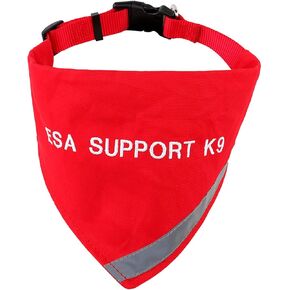 ESA Bandana with Reflective Strip for Dogs Safety at Night. Has Built in Matching Collar to Keep ESA Dog tag Secure | Metal Ring to Attach Leash | Four Colors (XS to Large) (Neck 14-20", Blue)