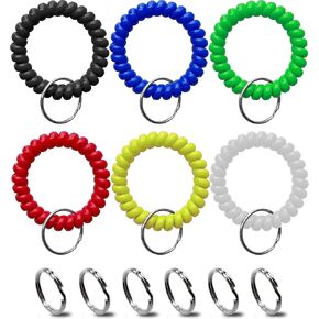 Wrist Keychain - Spring Spiral Stretch Coil Wristband Key Ring Key Chain, for Gym, Pool, ID Badge,Keys