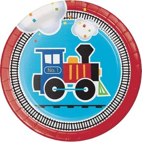 Creative Converting Train Dessert Plates, 7", Multicolor