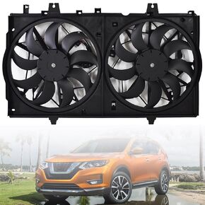 620-472 NI3115150 Dual Radiator Condenser Cooling Fan Assembly Replacement for 2014-2018 Rogue 2015-2017 X-Trail 214814BA0A 12V Black