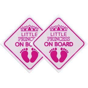 SAVITA 2pcs Baby Bumper Sticker, Little Princess on Board Car Sign Baby Car Sticker Safety Warning for Various Vehicles (Pink)
