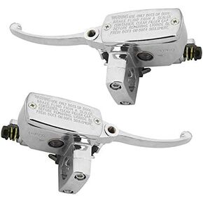 Feiteplus 1" 25mm Chrome Motorcycle ATV Handlebar Brake Master Cylinder Hydraulic Clutch Lever Left & Right Set