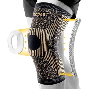 JIUFENTIAN Copper Knee Braces for Knee Pain for Men and Women with Side Stabilizers - Knee Support Compression Knee Sleeve for Knee Pain,Arthritis Pain and Support-Running Knee Brace-Single(Large)
