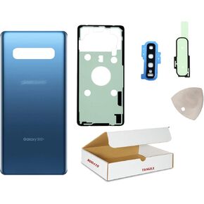 Replacement Compatible with Samsung Galaxy S10 Plus Model G975 S10+ Back Glass Door Housing Cover with Rear Camera Lens Cover and Opening Tool (Prism Blue)