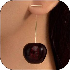 Cherry Stud Earrings for Women Red Cherry Pearl Earrings Small Cherry Green Leaf Stud Earrings Cute Crystal Cherry Earrings Fruit Earrings Summer Earrings for Women Girls Jewelry Gift