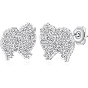 Schnauzer Pomeranian Earrings 925 Sterling Silver Mini Schnauzer Pomeranian Dog Stud Earrings Jewelry Gift Birthday Earrings for Women