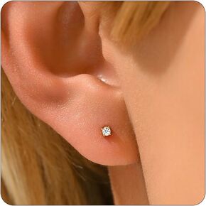 Stud Earrings for Women Dainty 18K Gold Plated Cubic Zirconia Stud Earrings Cute Small Stud Earrings Simple Piercing Jewelry earrings Gift