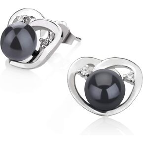 Katie Heart 7-8mm AA Quality Freshwater 925 Sterling Silver Cultured Pearl Earring Pair For Women