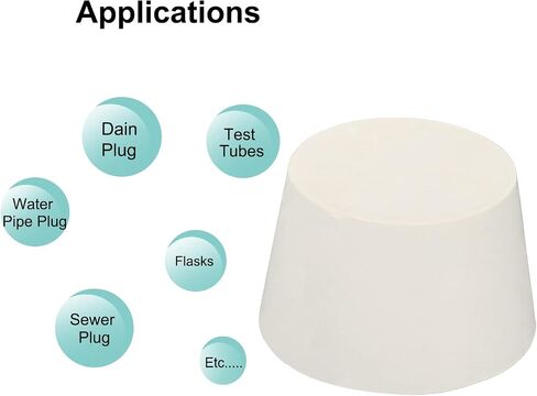 MECCANIXITY Rubber Tapered Plug 38mm to 46mm Solid Test Tubes Bungs Stopper White for Lab Home 2 Pieces in Saudi Arabia