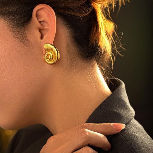 Conch Starfish Seashell Earrings Gold Stud Earrings for Women Boho Ocean Scallop Shell Earrings Gold Earrings Summer Beach Jewelry Gifts in Saudi Arabia