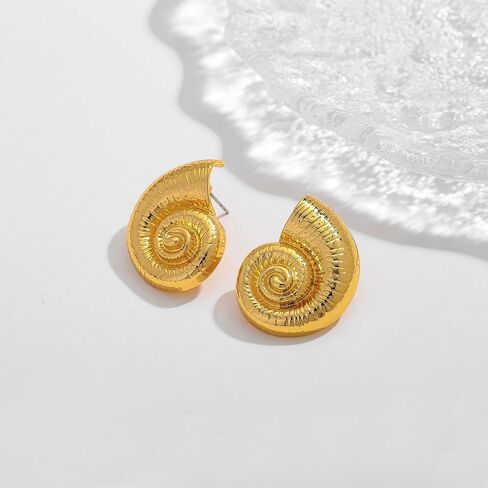 Conch Starfish Seashell Earrings Gold Stud Earrings for Women Boho Ocean Scallop Shell Earrings Gold Earrings Summer Beach Jewelry Gifts in Saudi Arabia