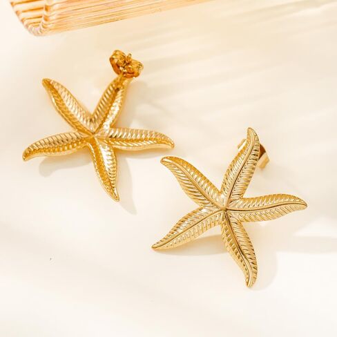 Conch Starfish Seashell Earrings Gold Stud Earrings for Women Boho Ocean Scallop Shell Earrings Gold Earrings Summer Beach Jewelry Gifts in Kuwait