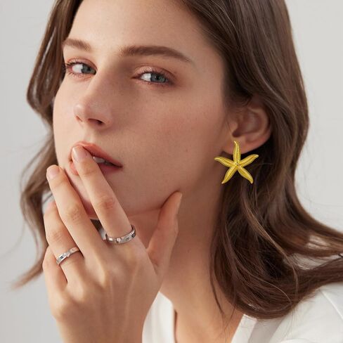 Conch Starfish Seashell Earrings Gold Stud Earrings for Women Boho Ocean Scallop Shell Earrings Gold Earrings Summer Beach Jewelry Gifts in Kuwait