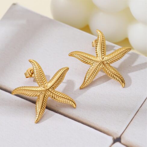 Conch Starfish Seashell Earrings Gold Stud Earrings for Women Boho Ocean Scallop Shell Earrings Gold Earrings Summer Beach Jewelry Gifts in Kuwait