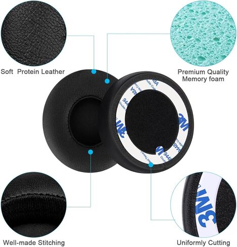 وسائد أذن بديلة من ELZO متوافقة مع سماعات Beats Solo 2 وSolo 3 اللاسلكية بلوتوث، طقم استبدال وسائد أذن من الجلد الفاخر لسماعات الرأس in Kuwait