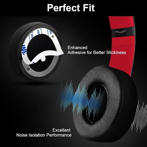 وسائد أذن بديلة من ELZO متوافقة مع سماعات Beats Solo 2 وSolo 3 اللاسلكية بلوتوث، طقم استبدال وسائد أذن من الجلد الفاخر لسماعات الرأس in Kuwait