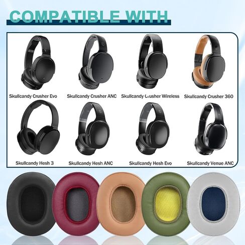Replacement Ear Pads for Skullcandy Crusher Wireless/Evo/ANC Hesh 3/EVO/ANC, Headphones Ear Cushions, Headset Earpads, Ear Cups Cover-Black in Saudi Arabia