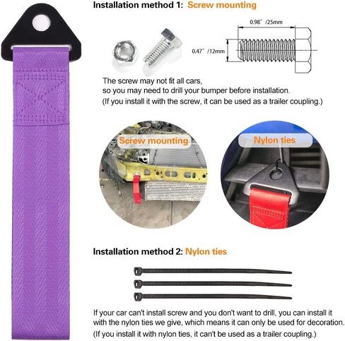 Thenice سحب حزام سباق الأحمر عالية القوة JDM نمط سحب الأشرطة العالمية الوفير الشارات - الأحمر in Kuwait
