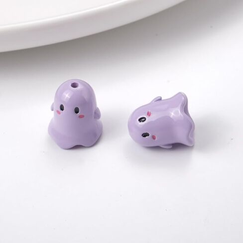 Decoendiy 30Pcs Acrylic Ghost Shaped Beads, Cute Halloween Cartoon Beads, Loose Ghost Spacer Beads, for Jewelry Making DIY Bracelets Necklaces Crafts Supplies (Black) in Kuwait