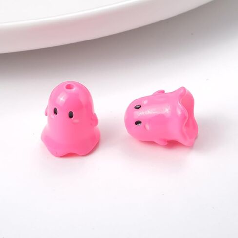 Decoendiy 30Pcs Acrylic Ghost Shaped Beads, Cute Halloween Cartoon Beads, Loose Ghost Spacer Beads, for Jewelry Making DIY Bracelets Necklaces Crafts Supplies (Black) in Kuwait