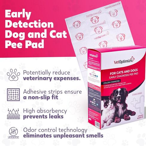 3-Pack (Each 35"x24") Advanced Health Monitoring Early Diagnostic Pee Pads for Dogs and Cats with 5-Color Health Indicator, Leak-Proof Design Adjustable Size Pee Pads for Small/Big Dogs/Cats in Saudi Arabia