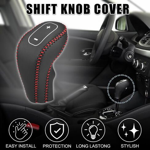 Gear Shift Knob Cover for Buick Encore 13-15 with Red Stitches Durable | Interior Transmission Shifter Boot Lever Cover Black Faux Leather 1 Pcs in Saudi Arabia