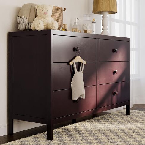 Graco Theo 6 Drawer Dresser (Pebble Gray) - GREENGUARD Gold Certified, Interlocking Drawer System, Dresser Drawer Organizer for Nursery & Kids Bedroom in Saudi Arabia