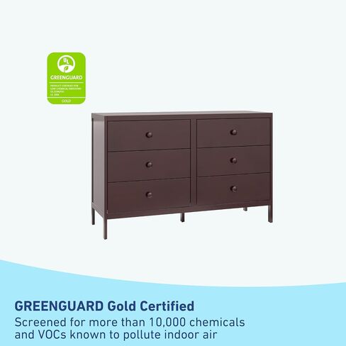 Graco Theo 6 Drawer Dresser (Pebble Gray) - GREENGUARD Gold Certified, Interlocking Drawer System, Dresser Drawer Organizer for Nursery & Kids Bedroom in Saudi Arabia