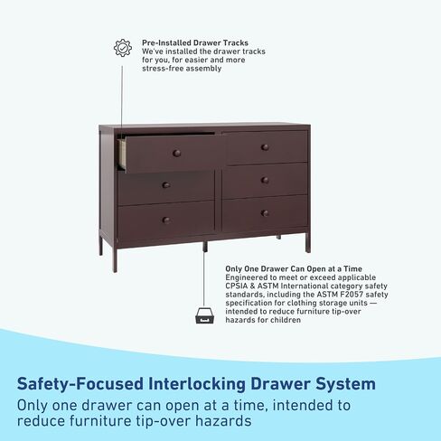 Graco Theo 6 Drawer Dresser (Pebble Gray) - GREENGUARD Gold Certified, Interlocking Drawer System, Dresser Drawer Organizer for Nursery & Kids Bedroom in Saudi Arabia