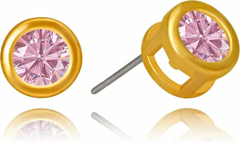 LIFETIME JEWELRY Cubic Zirconia Button Birthstone Stud Earrings 24k Gold Plated in Saudi Arabia
