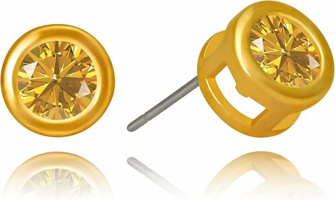 LIFETIME JEWELRY Cubic Zirconia Button Birthstone Stud Earrings 24k Gold Plated in Saudi Arabia
