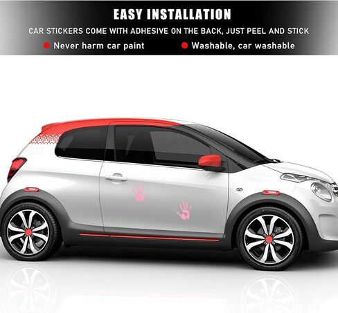 2 PCS Car Wave Stickers, The Lazy Waver Wave Sign Decal Decoration, Automotive Waving Hand Stickers for Left Right Rearview Mirror, Exterior Car Accessories for SUV Truck (Red) in Kuwait