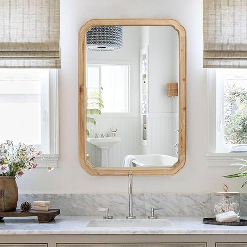 مرآة مزرعة خشبية، مرآة ريفية مستطيلة الشكل مثبتة على الحائط مقاس 60.96 سم × 91.44 سم للبهو وغرفة المعيشة وغرفة النوم والحمام in Kuwait