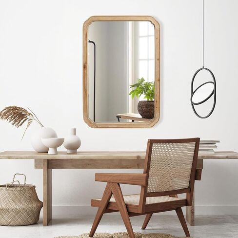 مرآة مزرعة خشبية، مرآة ريفية مستطيلة الشكل مثبتة على الحائط مقاس 60.96 سم × 91.44 سم للبهو وغرفة المعيشة وغرفة النوم والحمام in Kuwait