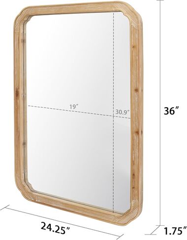 مرآة مزرعة خشبية، مرآة ريفية مستطيلة الشكل مثبتة على الحائط مقاس 60.96 سم × 91.44 سم للبهو وغرفة المعيشة وغرفة النوم والحمام in Kuwait