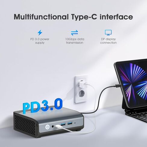 E1 Mini PC Windows 11 Pro [2.5G Dual LAN]، 16GB DDR4 512GB SSD Intel 12th Gen N100 (حتى 3.4 جيجا هرتز)، كمبيوتر مكتبي صغير يدعم WiFi6، BT5.2، USB3.2 و4K@60 هرتز شاشة ثلاثية in Kuwait