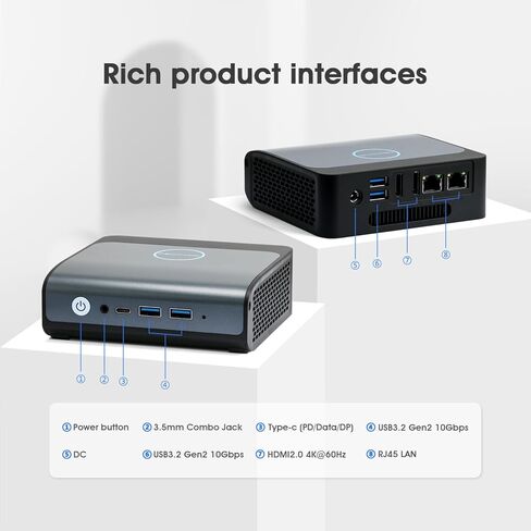 E1 Mini PC Windows 11 Pro [2.5G Dual LAN]، 16GB DDR4 512GB SSD Intel 12th Gen N100 (حتى 3.4 جيجا هرتز)، كمبيوتر مكتبي صغير يدعم WiFi6، BT5.2، USB3.2 و4K@60 هرتز شاشة ثلاثية in Kuwait