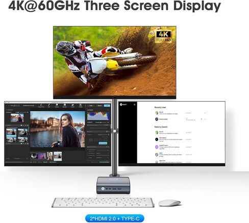 E1 Mini PC Windows 11 Pro [2.5G Dual LAN]، 16GB DDR4 512GB SSD Intel 12th Gen N100 (حتى 3.4 جيجا هرتز)، كمبيوتر مكتبي صغير يدعم WiFi6، BT5.2، USB3.2 و4K@60 هرتز شاشة ثلاثية in Kuwait