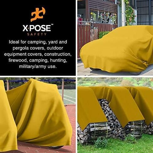 Xpose Safety Canvas Tarp - Tan 12' x 12' Duck Canvas Heavy Duty 12 oz Waterproof with Brass Grommets, Multipurpose Outdoor Waxed Tarpaulin for Camping, Canopy Tent, Trailer, Machinery, Equipment Cover in Saudi Arabia