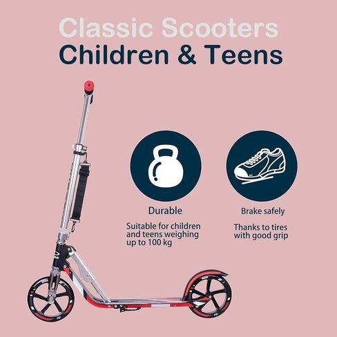 سكوتر هودورا للأطفال من سن 6 إلى 12 عامًا - سكوتر للأطفال بعمر 8 سنوات فما فوق، سكوتر للمراهقين بعمر 12 عامًا فما فوق، سكوتر للبالغين بعجلات كبيرة، سكوتر خفيف الوزن ومتين بإطار من الألومنيوم بالكامل in Kuwait