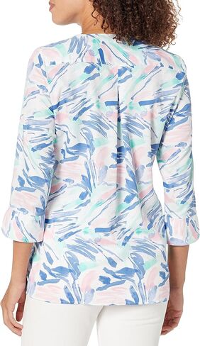 قميص نسائي من Foxcroft Vena بأكمام 3/4 كم برسومات استوائية in Kuwait
