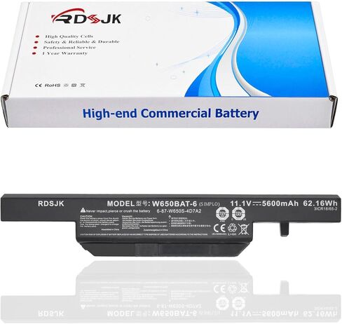 W650BAT-6 Battery for Clevo W650S W650SB W650SH W650SZ W651SC W655SF W655SJ W670SR Hasee K610C K650D K570N K710C K590C K750D 6-87-W650S-4E7 6-87-W650S-4D4A2 6-87-W650S-4D4A5 W670SJQ W665SZ 62.16Wh in Saudi Arabia