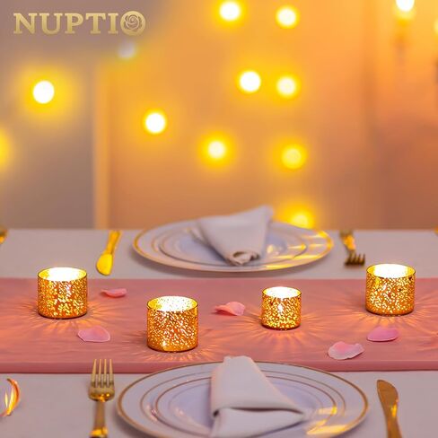 NUPTIO Votive Candle Holders Glass: 12 Set of Clear Tea Light Holder for Floating and Votives Candles Small Modern Tealight Candleholder for Christmas Wedding Party Table Centerpiece 1.6 in & 2 in H in Saudi Arabia