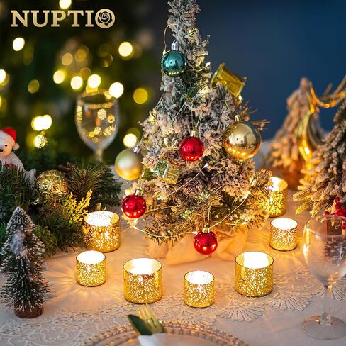 NUPTIO Votive Candle Holders Glass: 12 Set of Clear Tea Light Holder for Floating and Votives Candles Small Modern Tealight Candleholder for Christmas Wedding Party Table Centerpiece 1.6 in & 2 in H in Saudi Arabia
